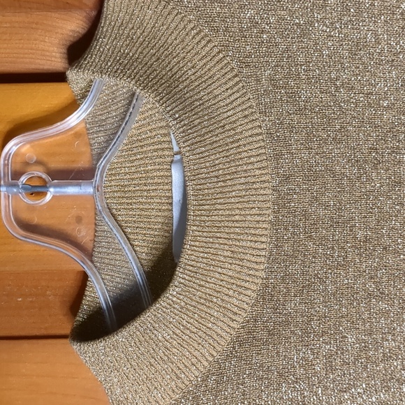 vintage JESSICA* gold lamé long sleeve mock neck lightweight sweater top. XL - Picture 5 of 10